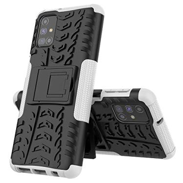 Imagem de Capa protetora ultrafina para Samsung Galaxy M31S, TPU + PC Bumper Hybrid Militar Grade Rugged Case, Capa de telefone à prova de choque com capa traseira de telefone com suporte (Cor: branco)