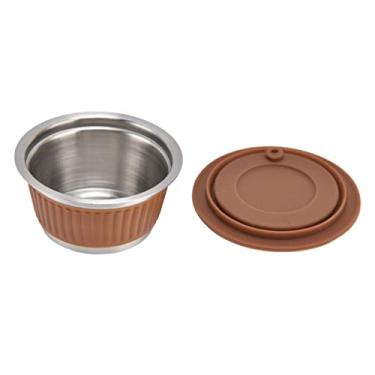 Imagem de Conjunto de cápsulas de café recarregáveis, 7 pçs/conjunto grau alimentício 2g/0,1 oz colher durável resistente reutilizável conjunto de cápsulas de café requintado com adulteração para escritório (marrom)
