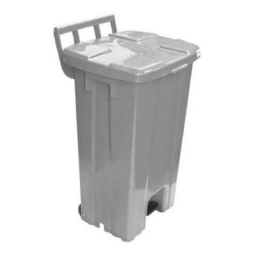 Imagem de Lixeira Quadrada Plastica De 100 Litros Com Roda E Pedal