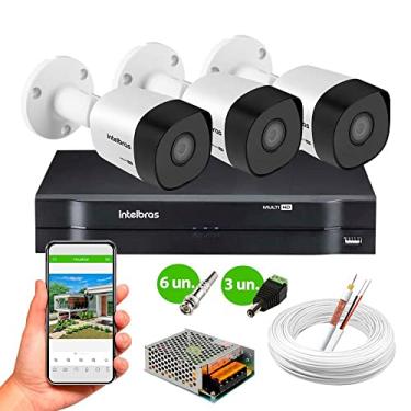 Imagem de Kit 3 Câmeras de Segurança VHD 3130 B G6 HD 720p Metal + DVR MHDX 1104 4 Canais Intelbras