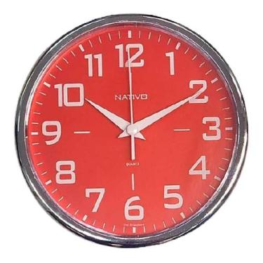 Imagem de Relógio Decorativo De Parede Moderno Chromo Vermelho - Icone Relogios