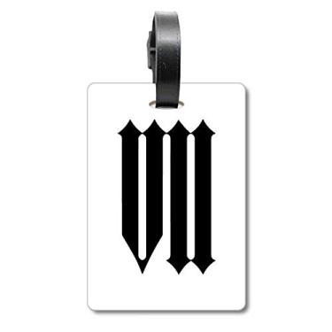 Imagem de Sete numerais romanos em silhueta preta, bolsa de bagagem, etiqueta para bagagem, etiqueta para pendurar