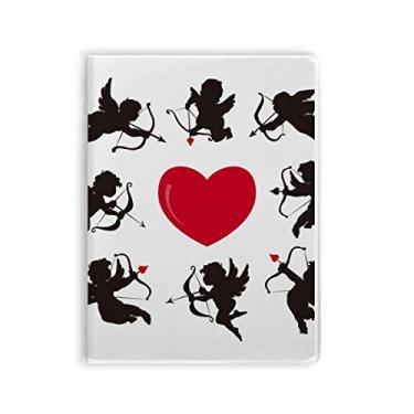 Imagem de Caderno de desenho de anjo do Cupido com desenho de coração vermelho e capa de goma