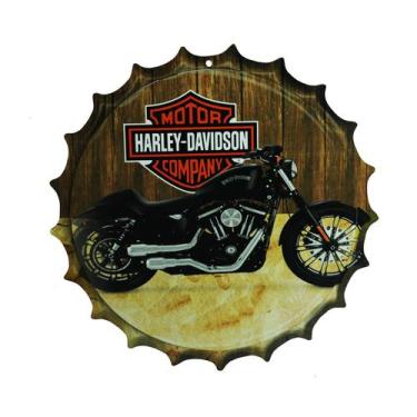 Imagem de Placa Decorativa Modelo Tampa Cerveja Harley Davidson 29X29 Mdf6mm Mad