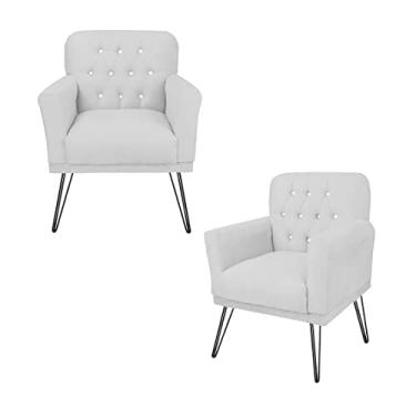Imagem de Combo 2 Poltronas Decorativa Para Quarto Closet Pés de Ferro Anitta Corano Branco - LM DECOR
