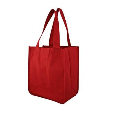 Imagem de (Red) - Simple Ecology Organic Cotton Deluxe Reusable Grocery Shopping Bag with Bottle Sleeves - Red (heavy duty, washable, durable handles, foldable, craft & gift bag, 6 bottle wine bag carrier)