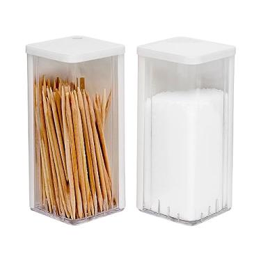 Imagem de Kit Saleiro + Paliteiro Branco e Transparente 8x3,5Cm 1407 Jaguar