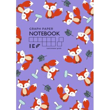 Imagem de Caderno de papel quadriculado - Grades de centímetros: livro de composição B5 quadriculado 1 cm quadrados para matemática / crianças caligrafia | design de padrão de planta de cogumelo raposa azul-violeta