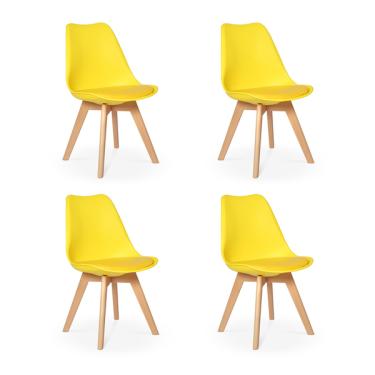 Imagem de Kit 4 Cadeiras Eames Wood Leda Design Amarela