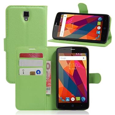 Imagem de Manyip Capa ZTE L5 Plus, capa de telefone de couro, protetor de ecrã de Slim Case estilo carteira com ranhuras para cartões, suporte dobrável, fecho magnético