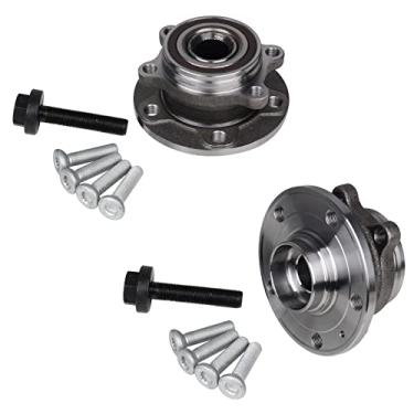 Imagem de KUSATEC 513253-K 2 peças de rolamento da roda dianteira/traseira e conjunto de cubo adequado para Audi A3 Q3 TT Quattro, VW Jetta Passat Golf GTI Beetle Tiguan CC Eos Rabbit, 5 parafusos com ABS