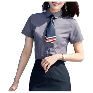 Imagem de Letuwj Camisa de manga curta roupas de trabalho masculinas e femininas com a mesma camisa profissional, Cinza masculino, 6G