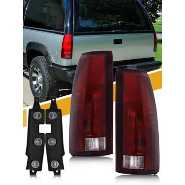 Imagem de CLERYYE Conjunto de luz traseira compatível com Chevrolet/GMC C/K Truck 1988-1998, 1995-2000 Tahoe, 1992-2000 Yukon, 1992-1999 Suburban, 1992-1994 Blazer, com placa de circuito, par vermelho escuro
