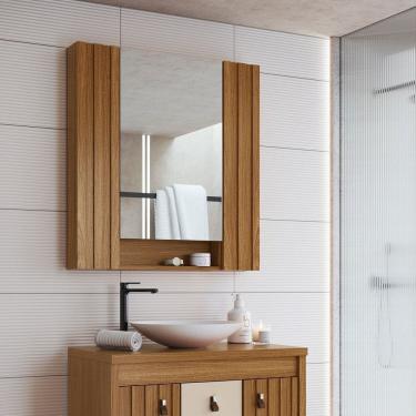 Imagem de Espelheira para Banheiro Laura Mdf Freijó