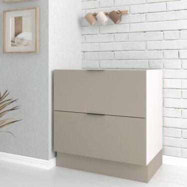Imagem de Balcão 2 Gavetões com Gaveta Auxiliar sem Tampo com Rodapé Puxador 150mm Ipanema CabeCasa MadeiraMadeira Cinza Trama/Branco