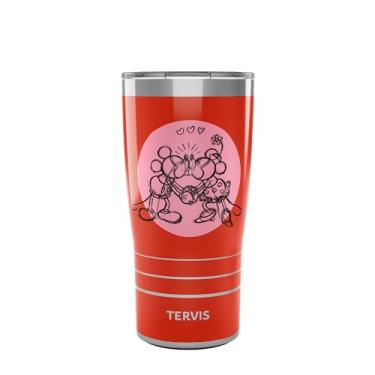 Imagem de Tervis Copo de viagem Traveler Disney - Mickey e Minnie Mouse - Valentine Smooch com isolamento térmico de parede tripla mantém as bebidas frias e quentes, 590 ml, aço inoxidável