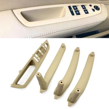 Imagem de Goodithy Compatível com BMW X5 X6, 4 peças de maçanetas internas, puxadores de porta do passageiro do lado do motorista, tampa de substituição para E70 E71 E72 2007-2013 (bege)