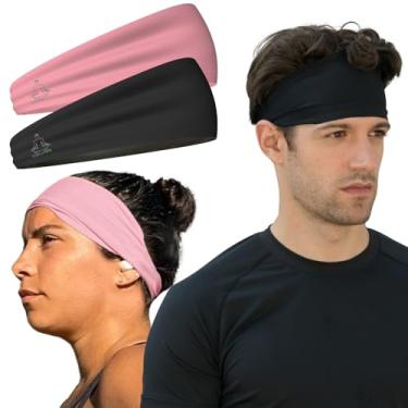 Imagem de Temple Tape, Pacote com 2 faixas de cabeça masculinas Value – Bandanas esportivas masculinas, com absorção de umidade, exercícios para corrida, treinamento cruzado, esqui e capacete de bicicleta – 1