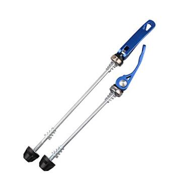 Imagem de Juscycling Rodovia Mountain Bicicleta MTB Roda Hub dianteira e traseira QR Acionadores de liberação rápida Eixo de alavanca de clipe 145/185 mm, par, 3 cores, Azul