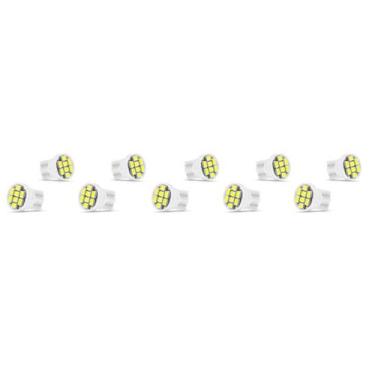 Imagem de 10X Lâmpada Automotiva T10 Cabeça Reta 8led 12v Super Branca - VELOX P