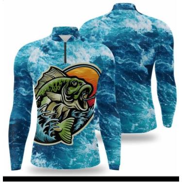 Imagem de Camisa Pesca Infantil COm proteção UV50 manga longa Camiseta pescaria 