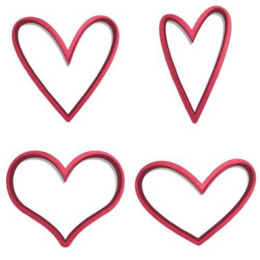 Imagem de Kit 4 cortadores Coração Amor Namorados Afeto Cute - DOCE IMPRESSO, 5c