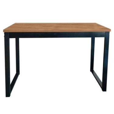 Imagem de Mesa Aparador Estilo Industrial 100x38cm para Café Nogal/Preto REALME