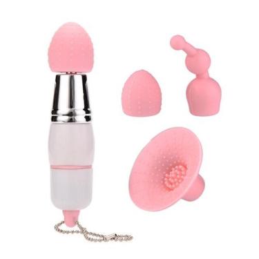 Imagem de Mini Vibrador Feminino Massageador de Clitóris Portátil 3 Ponteiras - 