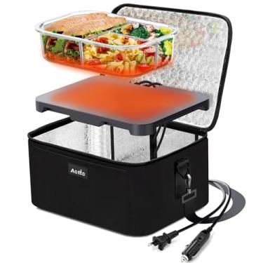 Imagem de Aotto Portable Oven, 12V 24V 110V 3-in-1 Food Warmer and Heater, Mini Personal Electric Heated Lunch Box Warming Tote for Cooking & Reheating Meals in Car, Truck, Travel, Office, Home (Black)