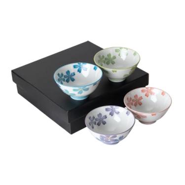Imagem de Urban Tokyo Conjunto de tigelas de arroz japonês, 4 peças, design de flores de cerejeira, tigelas de sopa de 11 cm, porcelana minoware feita no Japão