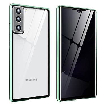Imagem de Guppy Capa antiespiar para Galaxy S24 Plus, protetor frontal e traseiro de 360 graus, transparente, privacidade, vidro temperado, proteção total, adsorção magnética, moldura de metal (verde)