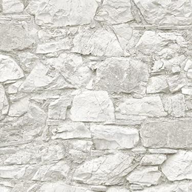 Imagem de Surface Style - Papel de parede de descascar e colar, papel de parede industrial para quarto, lavabo, cozinha, vinil, cobertura de 30,75 metros quadrados (coleção de pedra, giz)