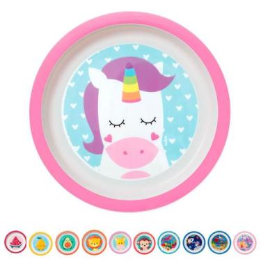 Imagem de Prato Infantil Raso Para Microondas Animais e Frutas 300 ml Buba, Unic