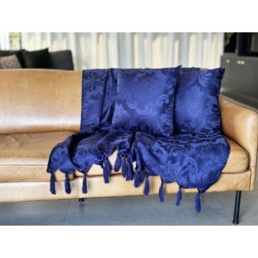 Imagem de Manta Xale Para Sofá 1,80 X 1,40 Tecido Jacquard com Franja - Decorame