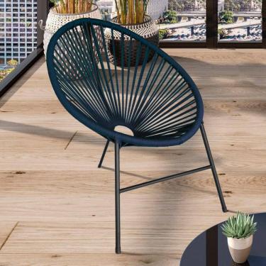 Imagem de Cadeira Acapulco Em Aço Carbono E Corda Náutica Azul