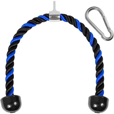 Imagem de Yes4All Corda de tríceps azul e preta de luxo de 91 cm com mosquetão, acessórios para máquina de exercício, sistema de polia, corda de puxar para baixo, acessório de cabo LAT para máquina de fileira e