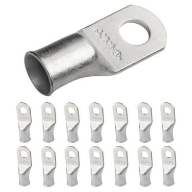 Imagem de Selterm 2/0 AWG 3/8" parafuso (15 peças), UL Marine Grade Wire Lugs, extremidade do cabo de bateria, ilhós de cobre estanhado, conectores de terminal de anel tubular [B80]