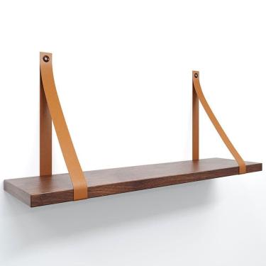 Imagem de Prateleira Em Mdf Castanho 50x15cm Com Alça Cor Caramelo