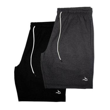 Imagem de Kit 2 Bermudas Masculina Moletom Short Moletinho Bueno Store, Preto, G