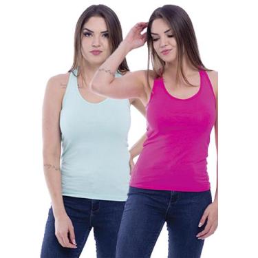 Imagem de Kit 2 Camiseta Regata Feminina TechMalhas lisa para treino combina com