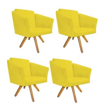 Imagem de Kit 04 Poltrona Cadeira Decorativa  Win Base Giratória Sala de Estar R