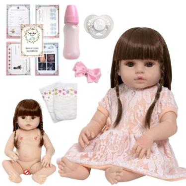 Imagem de Bebe Reborn Real Menina Recem Nascida Fofinha + Kit Itens - Cegonha Re
