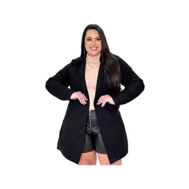 Imagem de Sobretudo Plus Size Lã Batida Feminino Casaco Parka G1 G2 - Lia Benta,