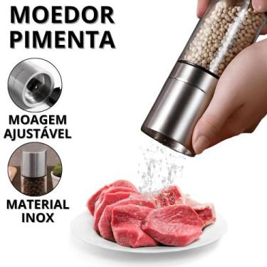 Imagem de Moedor De Sal e Pimenta Inox Saleiro De Cozinha Pimenteiro Triturador 