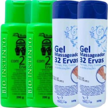 Imagem de Kit 2 Gel Detonador com 21 Ervas + 2 Gel 32 Ervas Pernas Pés Costas e 