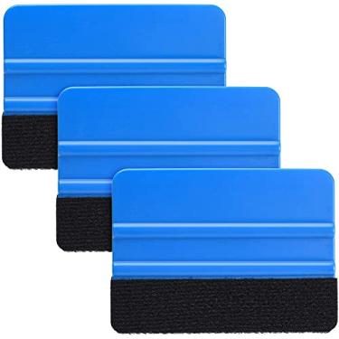 Imagem de AKOAK Raspador de decalque de 3 peças, ferramenta de filme adesivo automotivo de borda de feltro preto, para pintura de janela, papel de parede, instalação de decalque