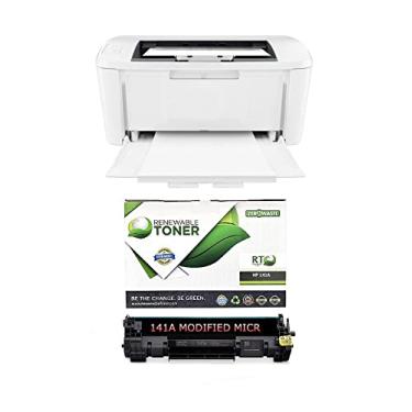 Imagem de Renewable Toner Conjunto de impressora de cheque preto e branco sem fio a laser M110w com 1 cartucho MICR modificado 141A para iniciante para cheques de impressão (2 itens)