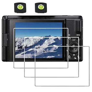 Imagem de debous ZV-1F Protetor de tela para câmera Sony ZV-1F ZV1F Vlog antirriscos 9H vidro temperado rígido sem bolhas (pacote com 3+2)