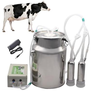Imagem de 星姿 Máquina de ordenha elétrica por pulsação para vaca, kit de ordenha doméstica portátil de 10L (sucção direta + sucção ajustável + desligamento totalmente automático), balde de aço inoxidável com