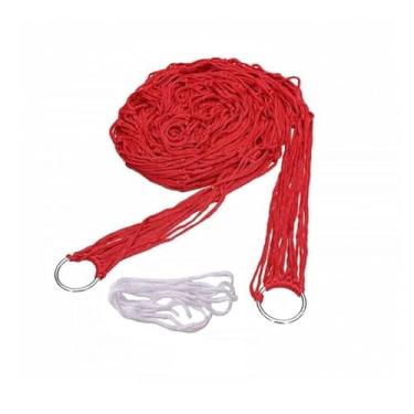 Imagem de balanço Jardim portátil Nylon Hammock Swinghang Malha Net Dormir Cama Hamaca Para Viagem Ao Ar Livre Camping Hamak Azul Verde Vermelho Hamac assento de balanço (Size : Red)